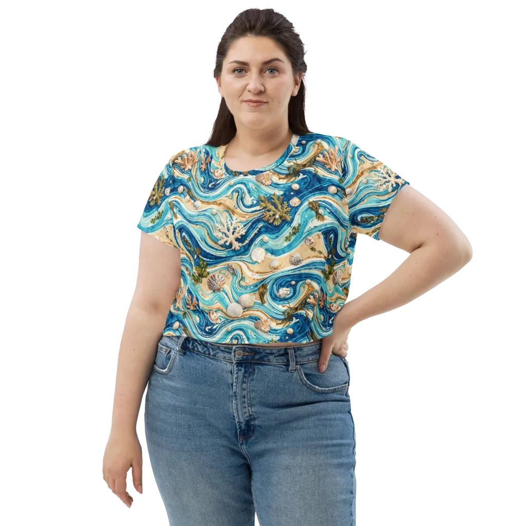 Azure Shoreline on Crop Tee — Front