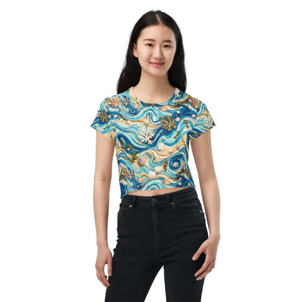 Azure Shoreline on Crop Tee — Front