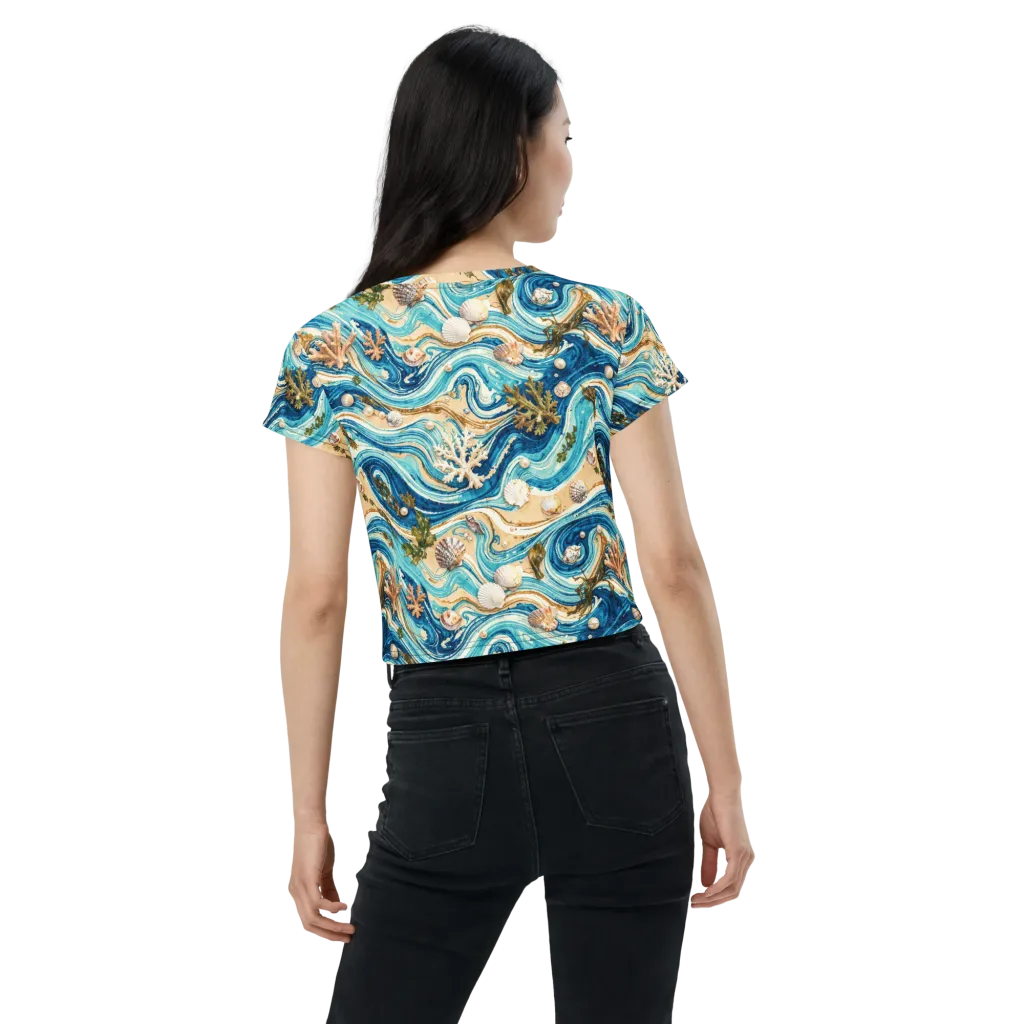 Azure Shoreline on Crop Tee — Back