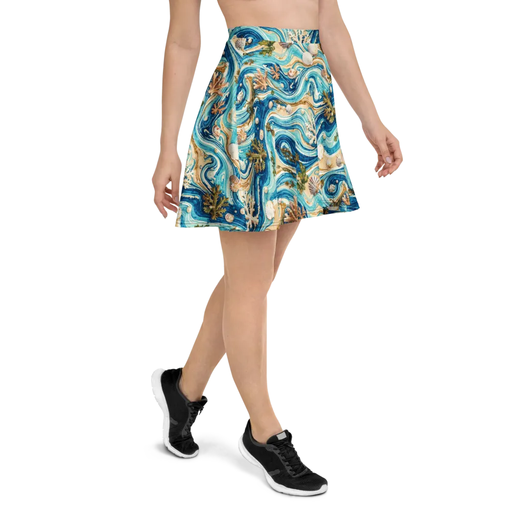 Azure Shoreline on Skater Skirt — Right