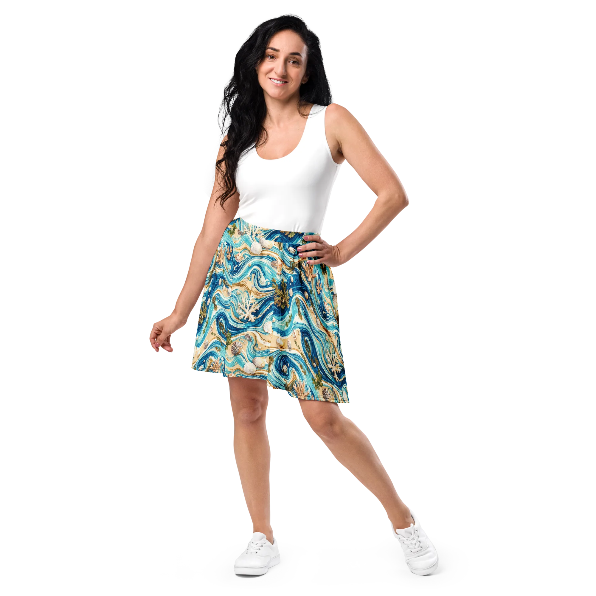 Azure Shoreline on Skater Skirt — Front