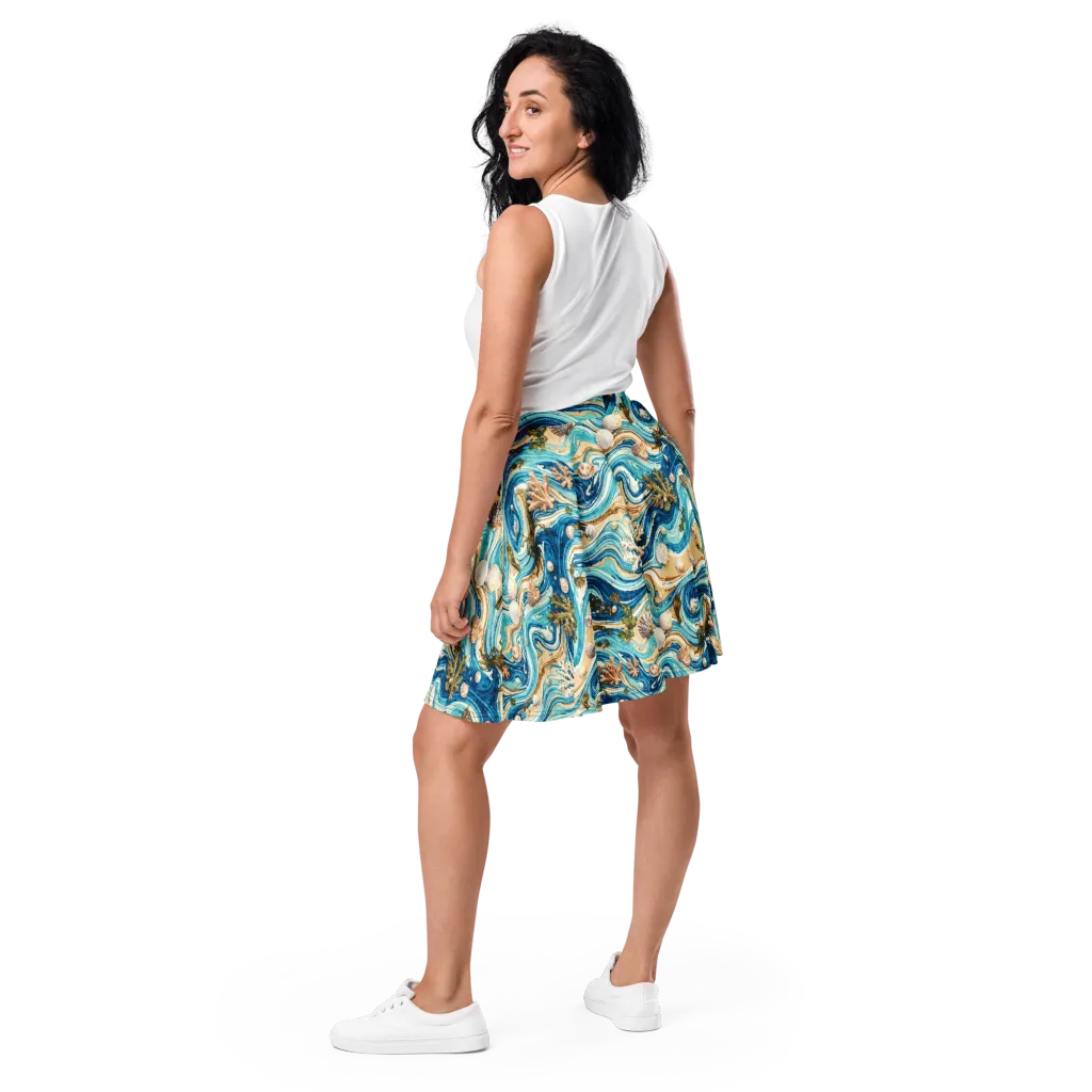 Azure Shoreline on Skater Skirt — Back