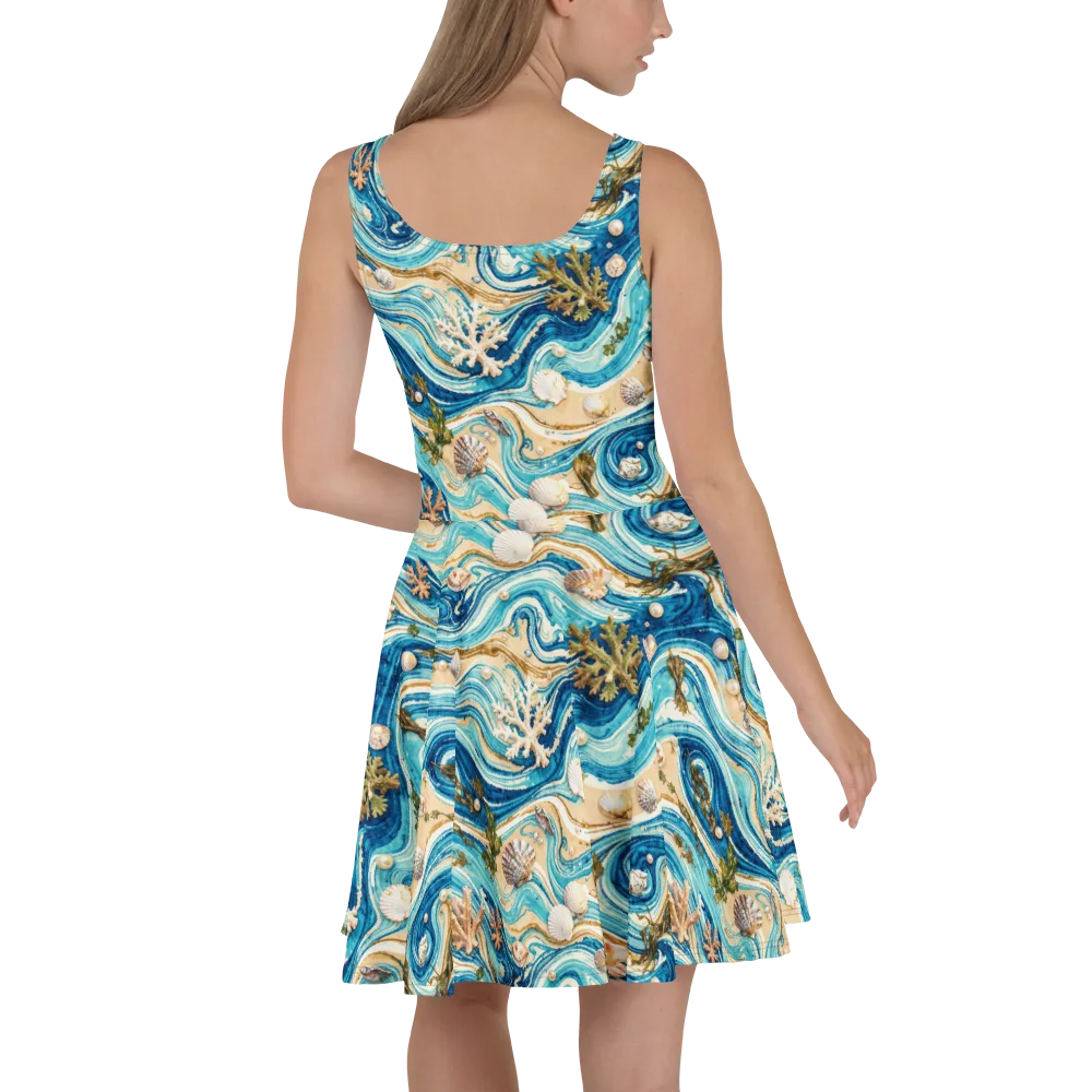 Azure Shoreline on Skater Dress — Back
