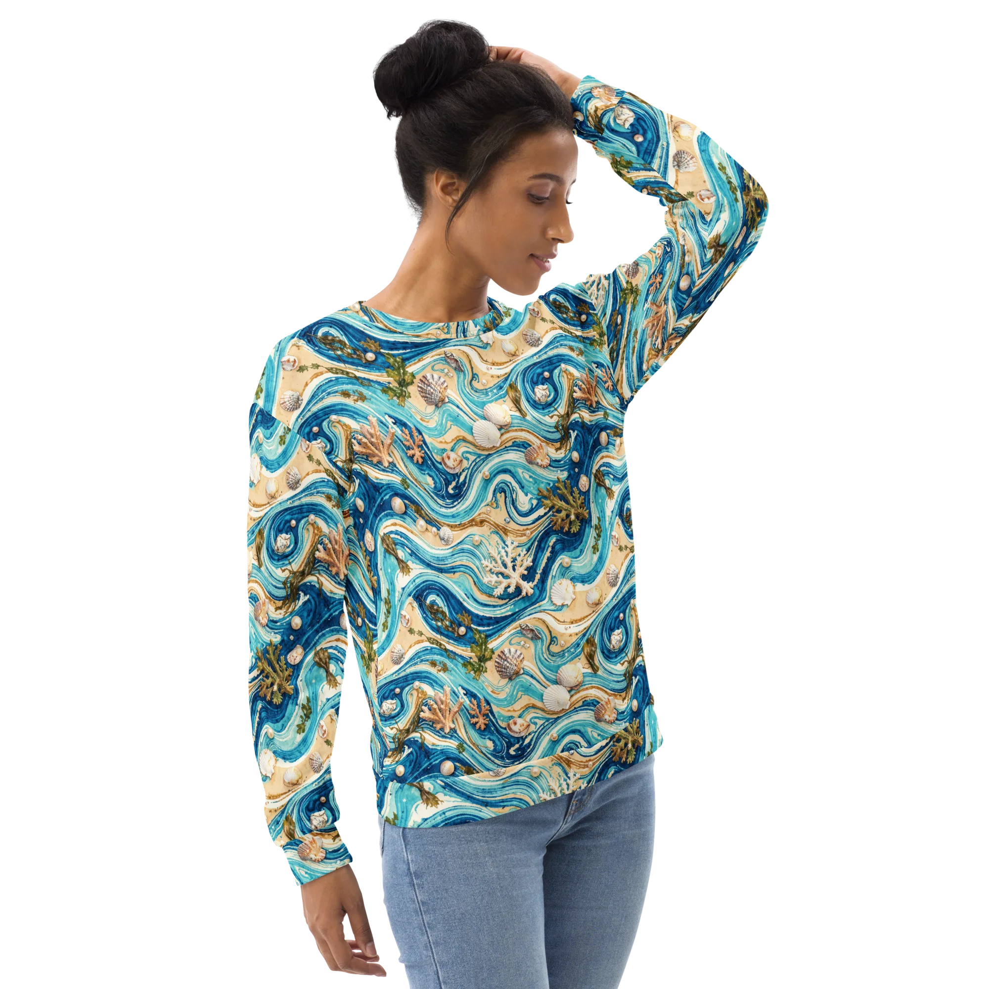Azure Shoreline on Sweatshirt — Right Front