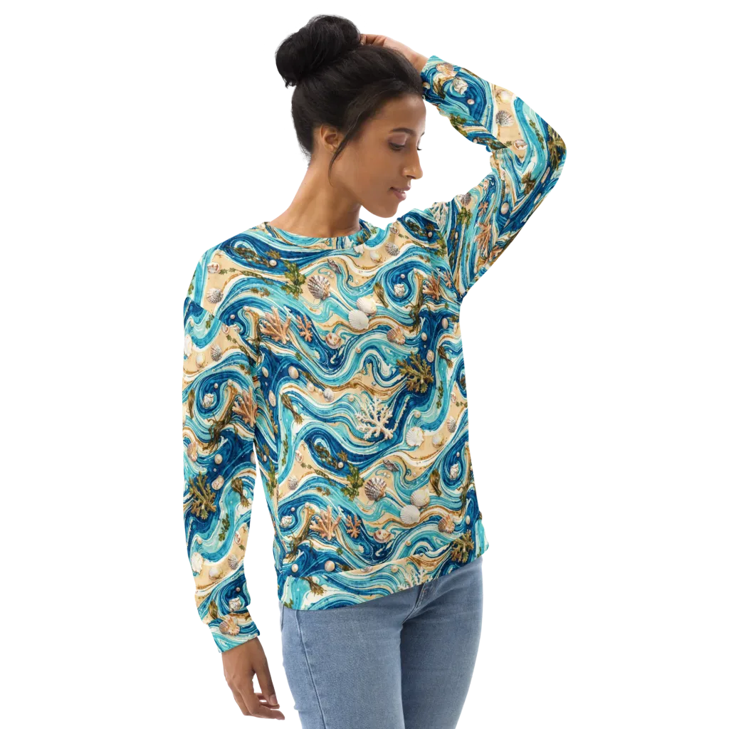 Azure Shoreline on Sweatshirt — Right Front