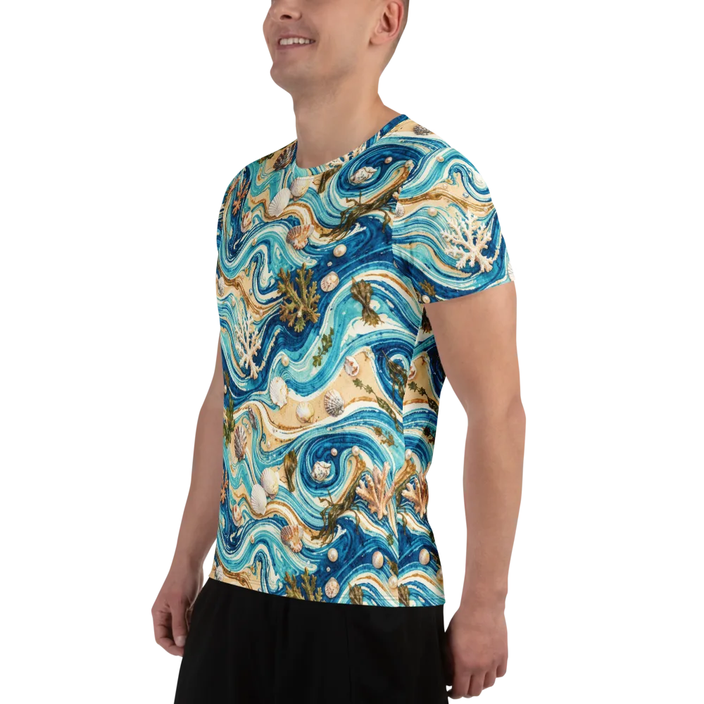 Azure Shoreline on Men's Athletic T-Shirt — Left