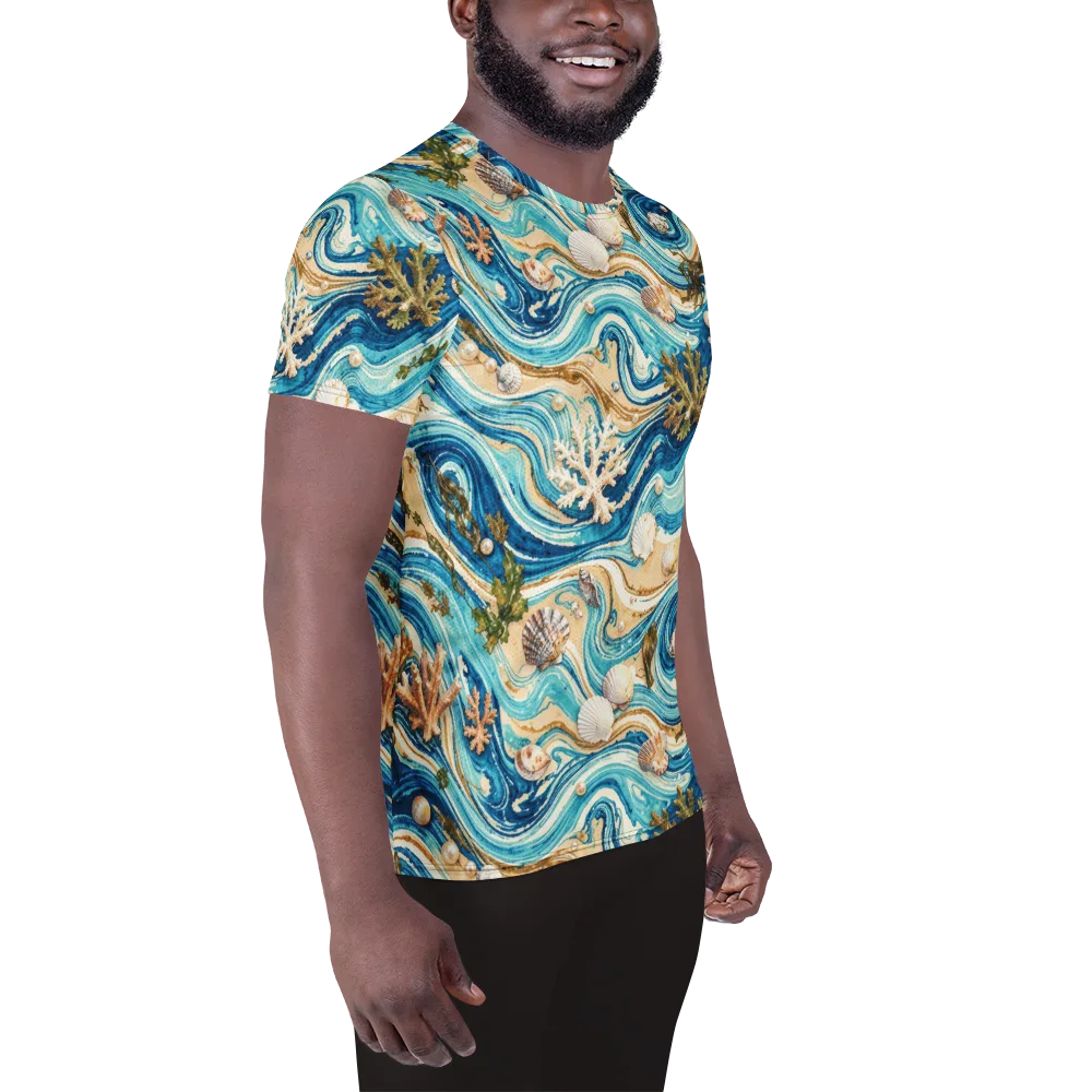 Azure Shoreline on Men's Athletic T-Shirt — Right