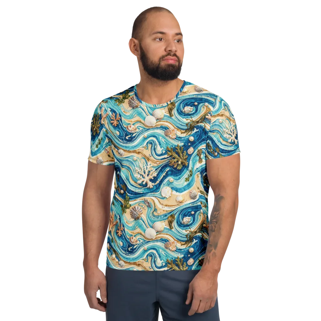 Azure Shoreline on Men's Athletic T-Shirt — Front