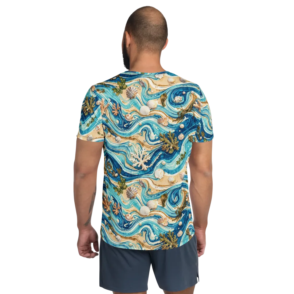 Azure Shoreline on Men's Athletic T-Shirt — Back