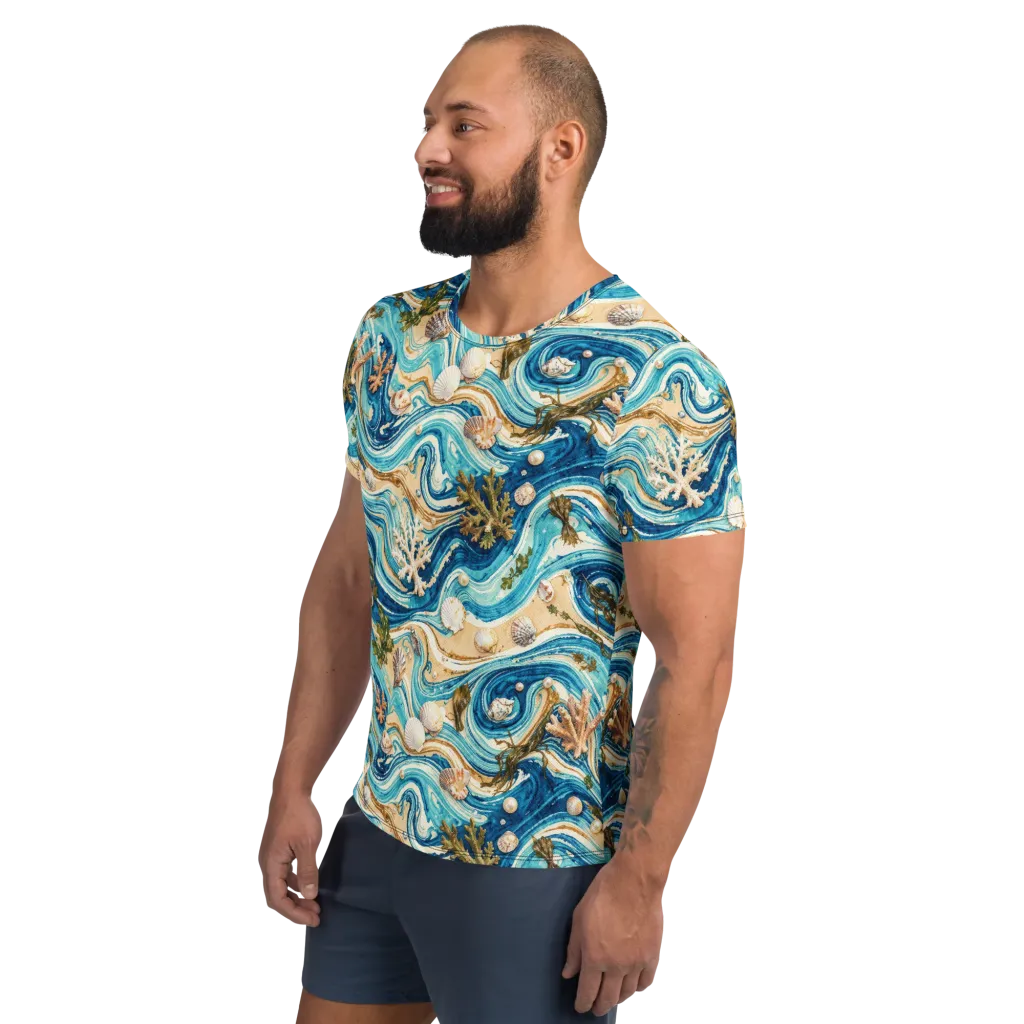 Azure Shoreline on Men's Athletic T-Shirt — Left