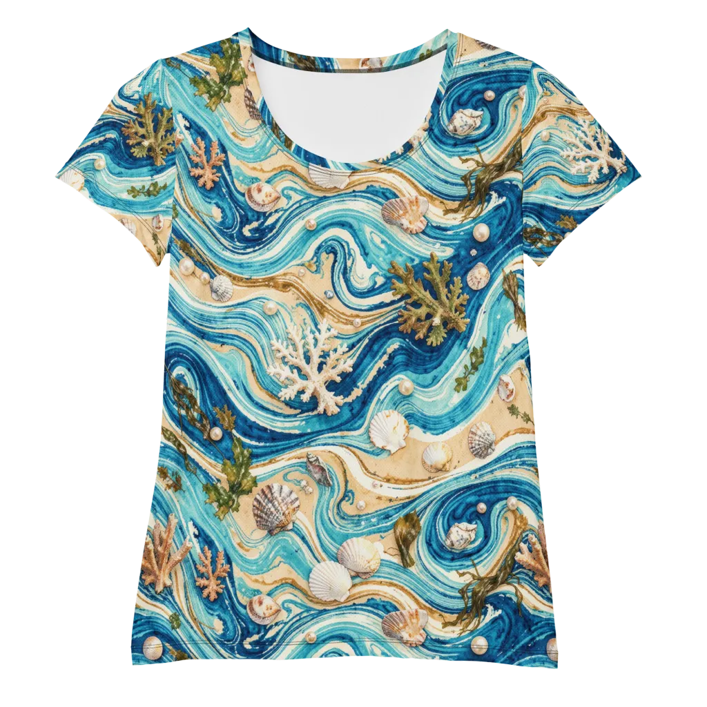 Azure Shoreline on Women's Athletic T-Shirt — Front