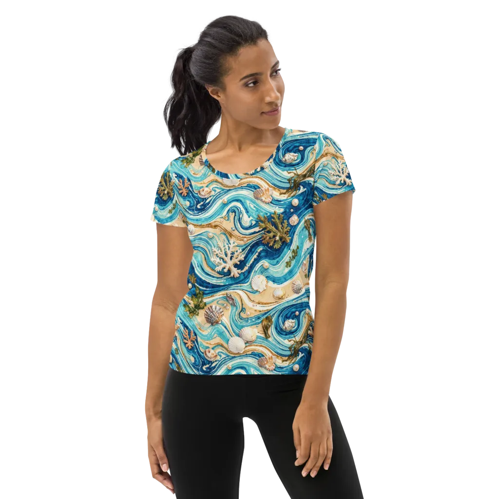 Azure Shoreline on Women's Athletic T-Shirt — Front