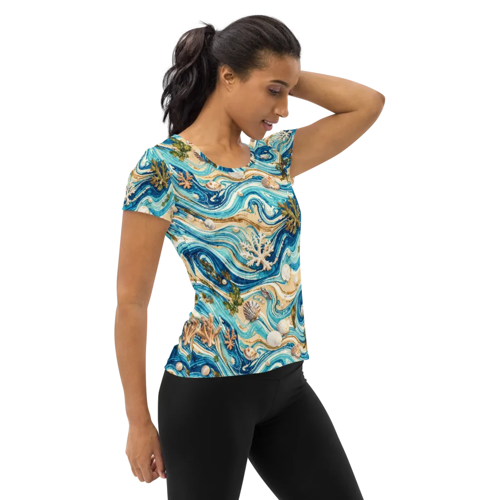 Azure Shoreline on Women's Athletic T-Shirt — Right