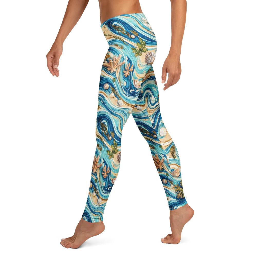 Azure Shoreline on Leggings — Left