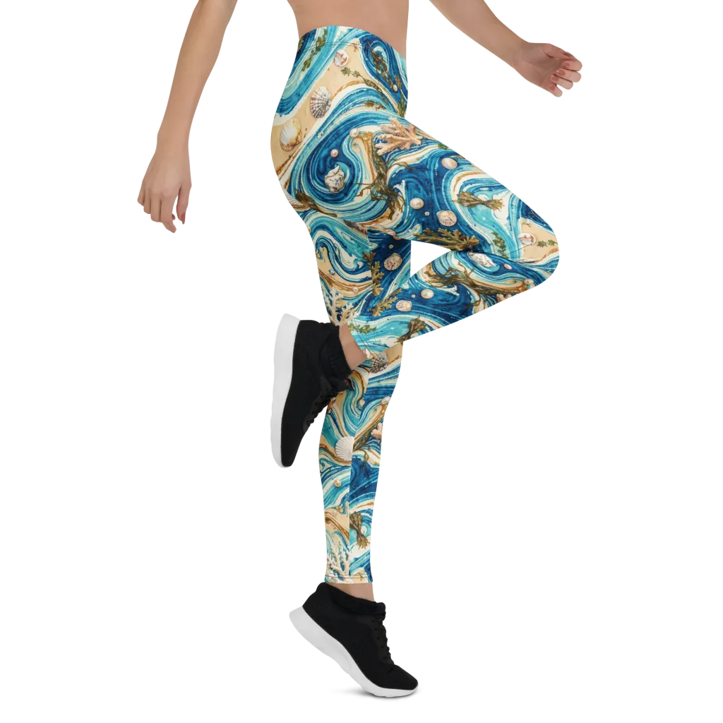 Azure Shoreline on Leggings — Right