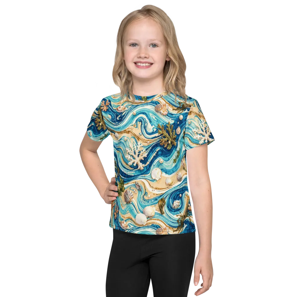 Azure Shoreline on Kids Crew Neck T-Shirt — Front