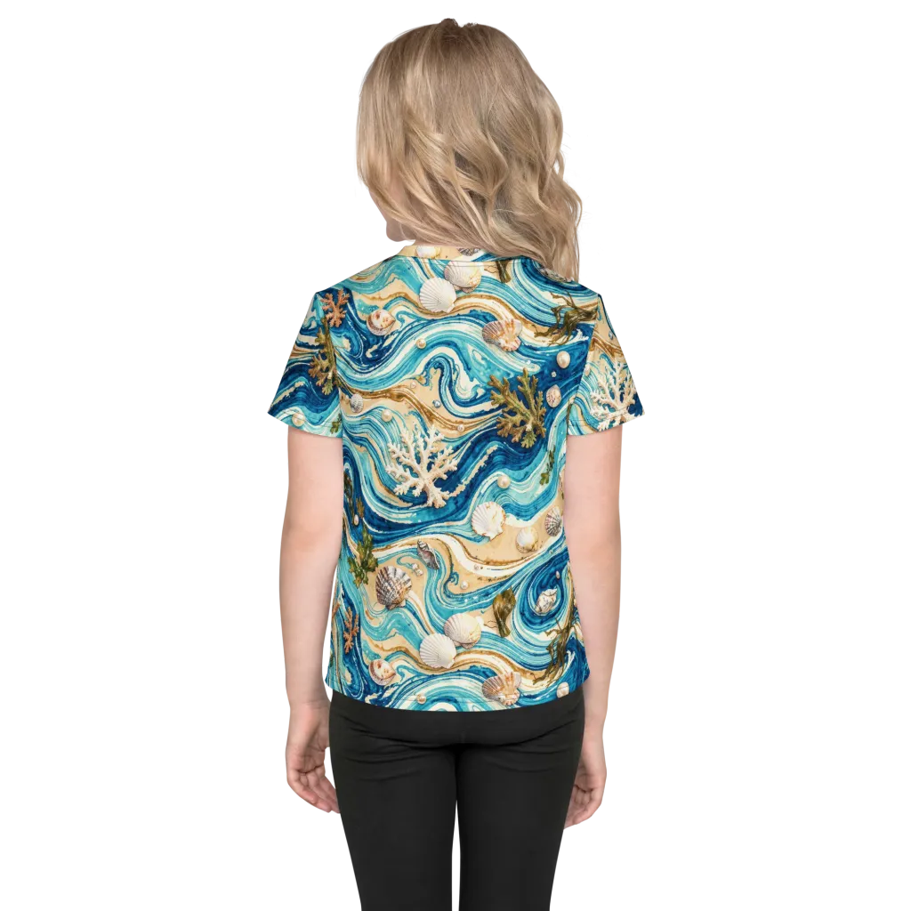 Azure Shoreline on Kids Crew Neck T-Shirt — Back