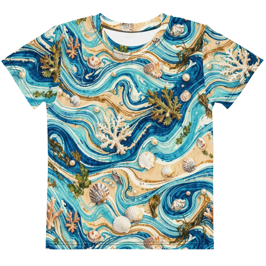 Azure Shoreline on Kids Crew Neck T-Shirt — Front