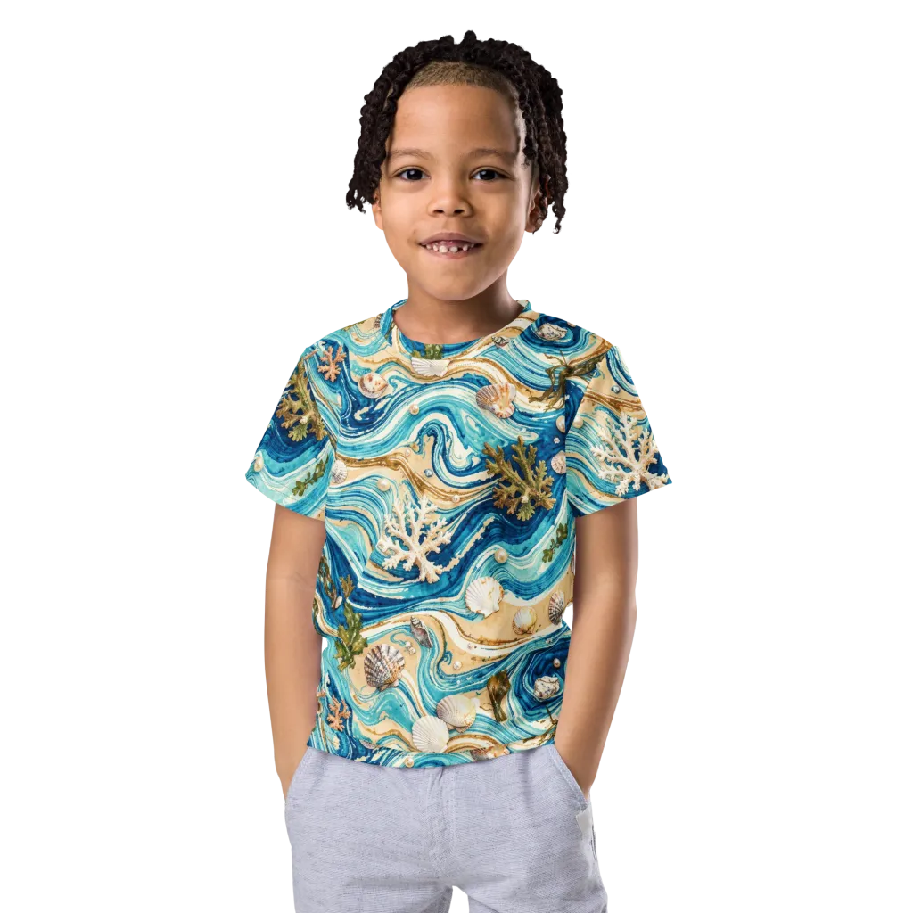 Azure Shoreline on Kids Crew Neck T-Shirt — Front