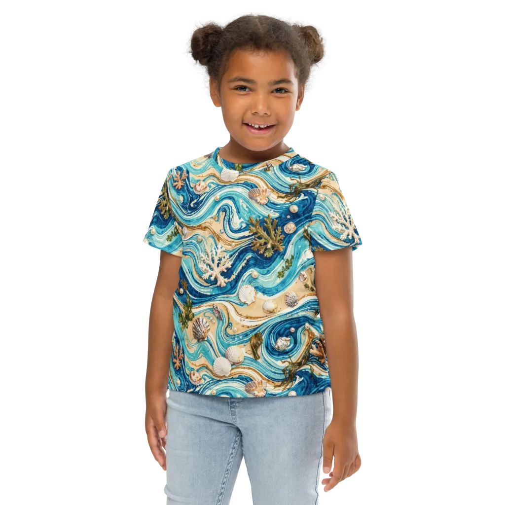 Azure Shoreline on Kids Crew Neck T-Shirt — Front