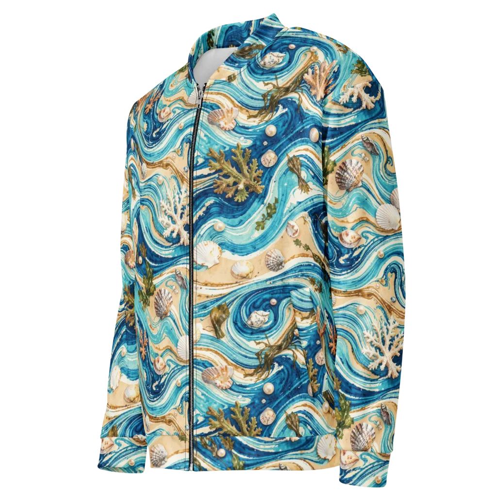 Azure Shoreline on Bomber Jacket — Left Front