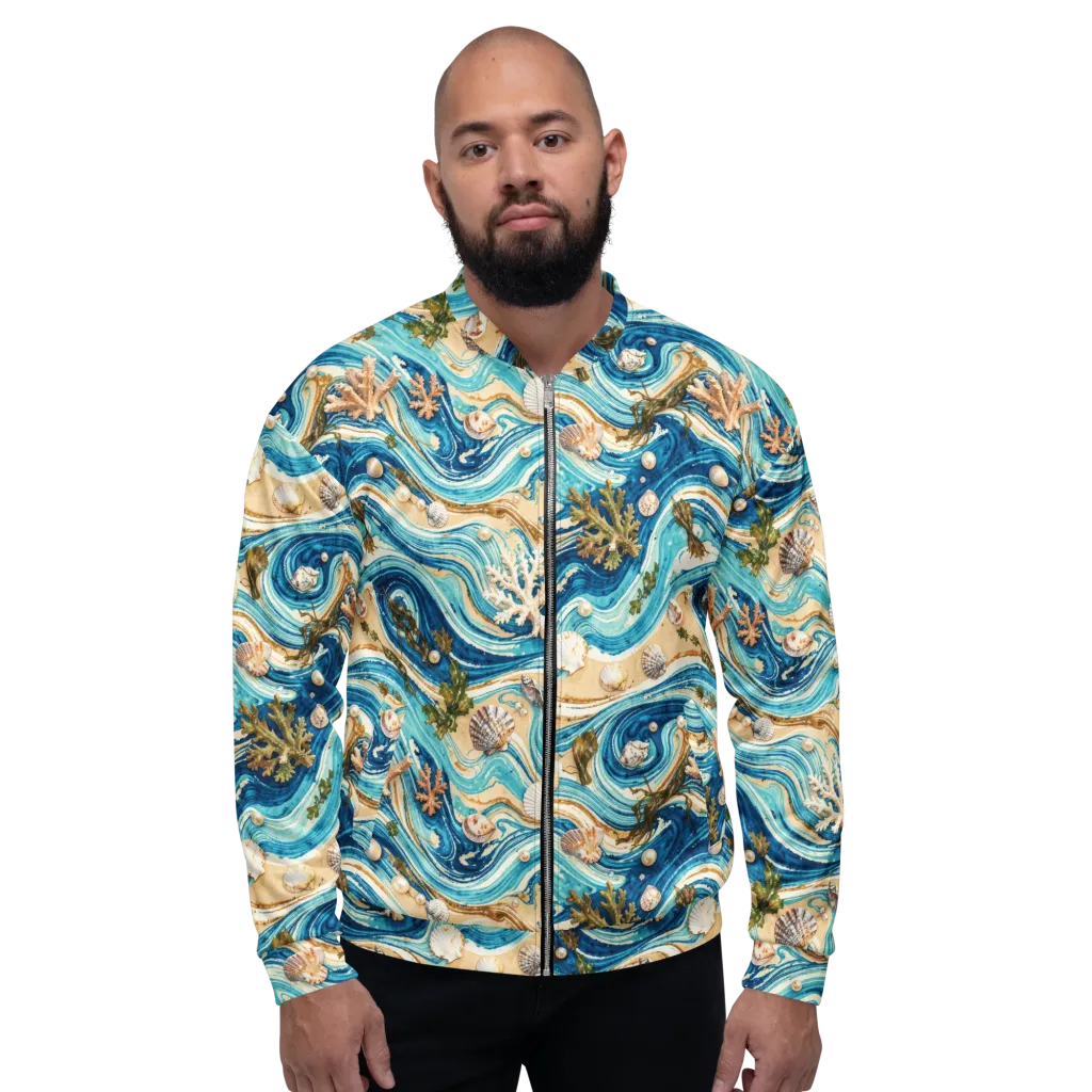 Azure Shoreline on Bomber Jacket — Front