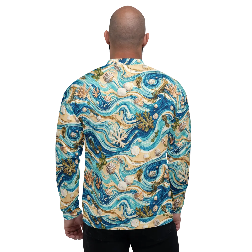 Azure Shoreline on Bomber Jacket — Back