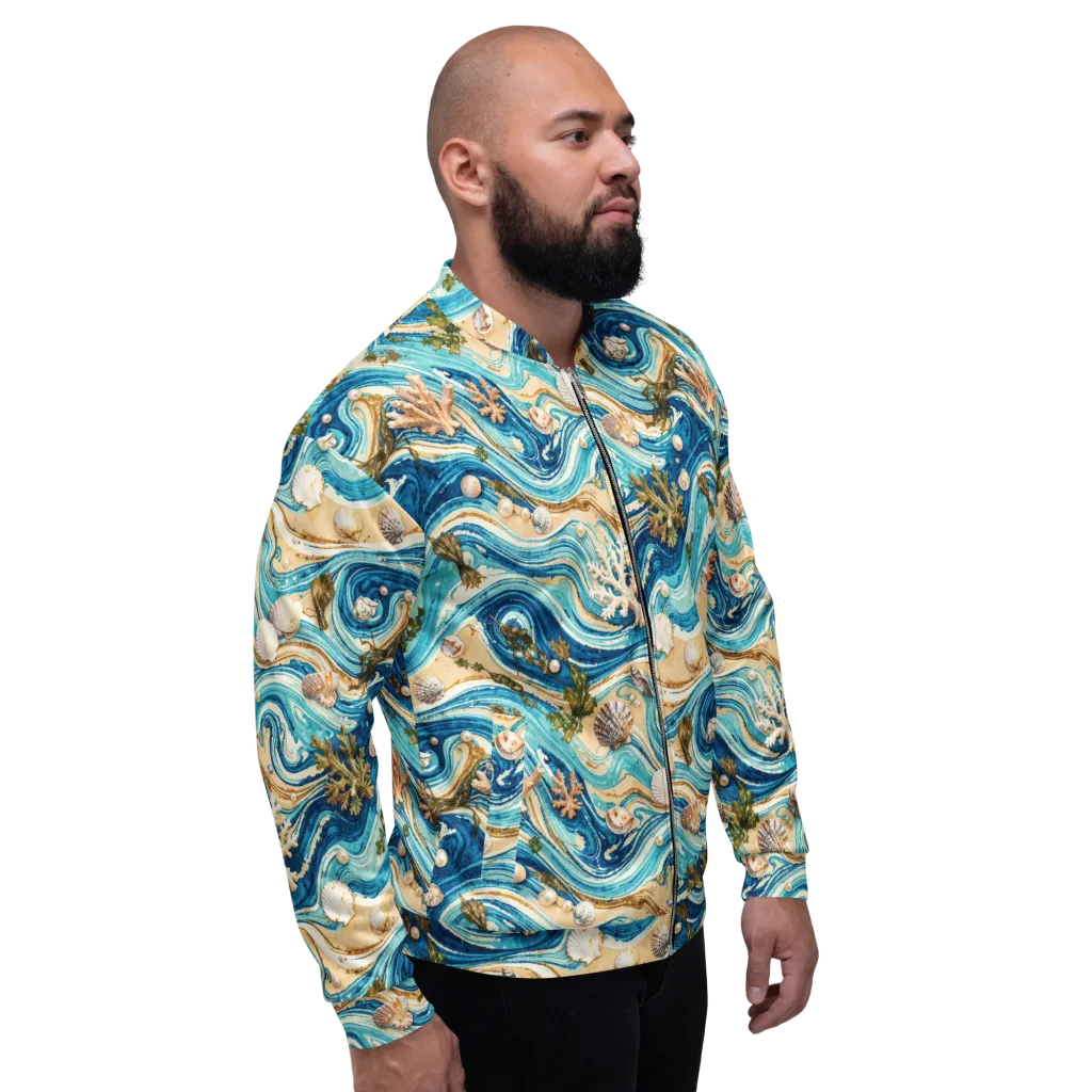 Azure Shoreline on Bomber Jacket — Right