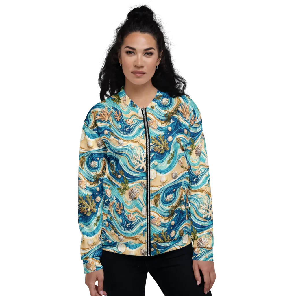 Azure Shoreline on Bomber Jacket — Front