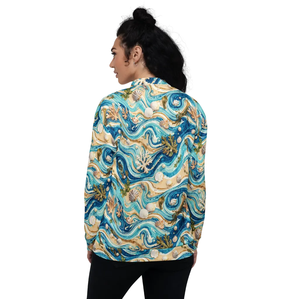 Azure Shoreline on Bomber Jacket — Back