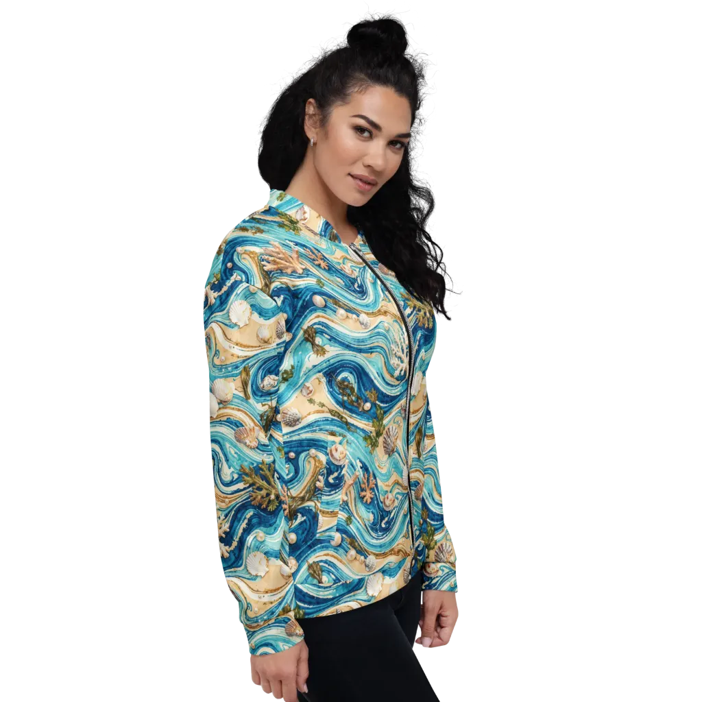 Azure Shoreline on Bomber Jacket — Right
