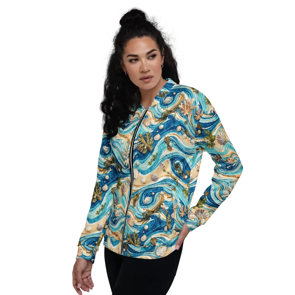 Azure Shoreline on Bomber Jacket — Left