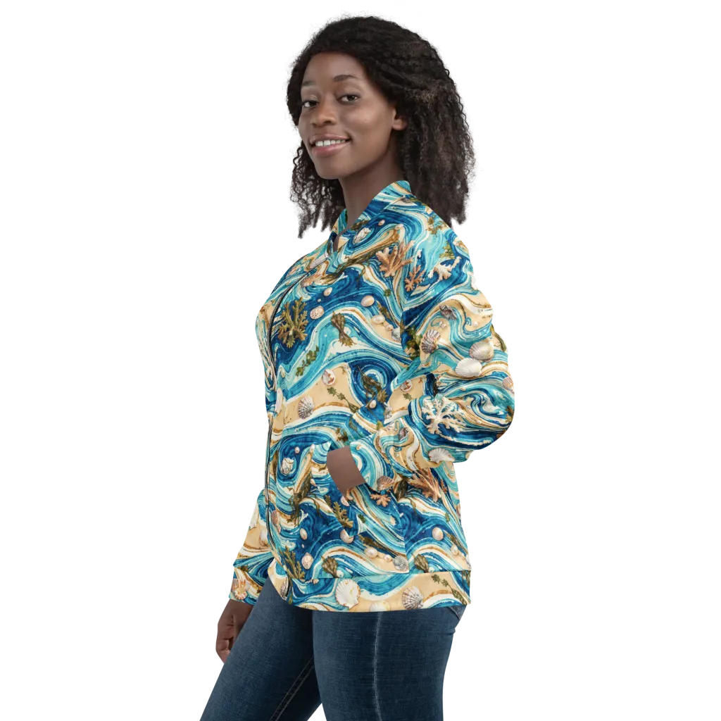 Azure Shoreline on Bomber Jacket — Left