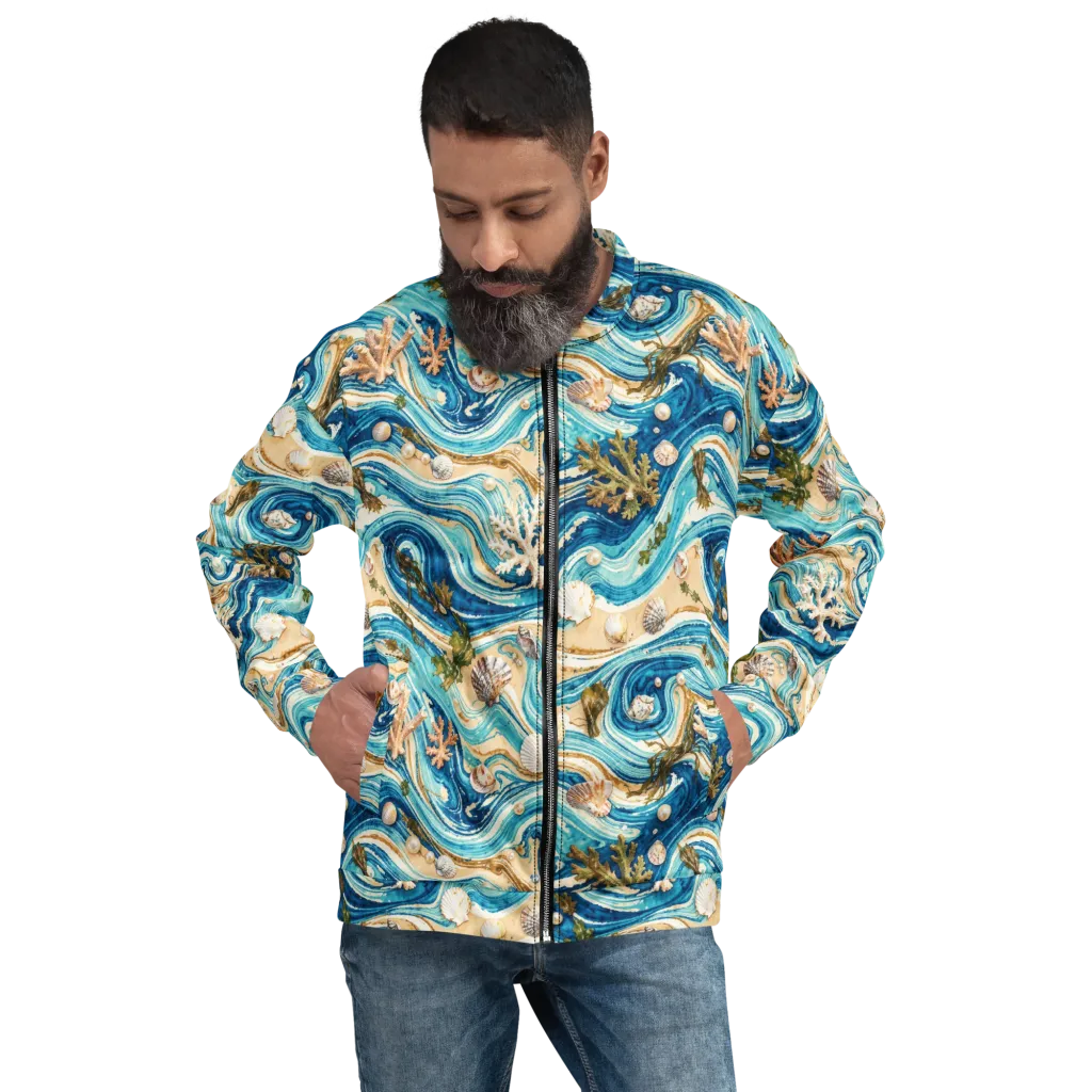 Azure Shoreline on Bomber Jacket — Front