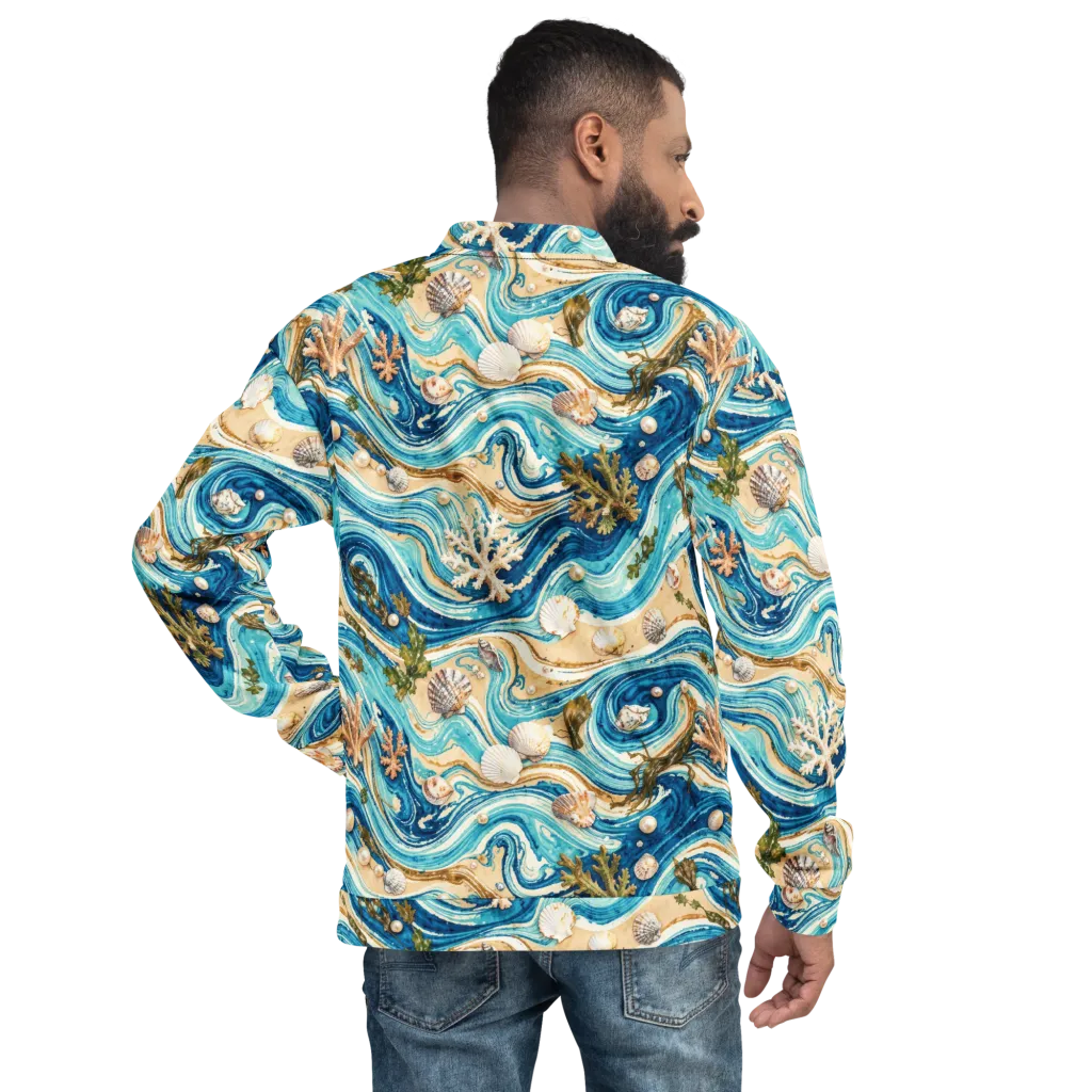 Azure Shoreline on Bomber Jacket — Back