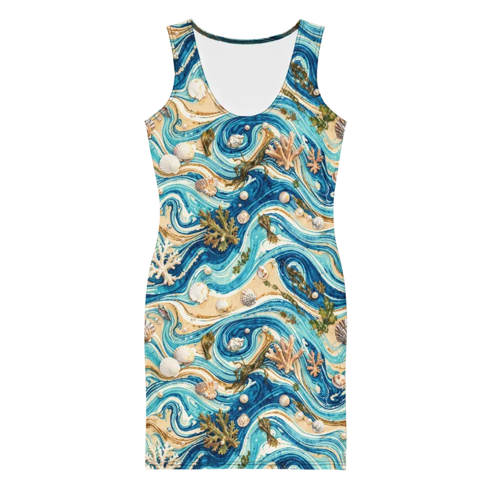 Azure Shoreline on Bodycon Dress — Front