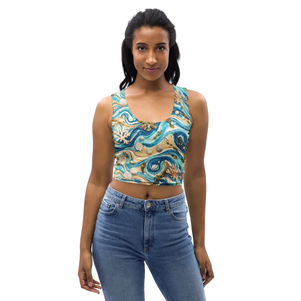 Azure Shoreline on Crop Top — Front