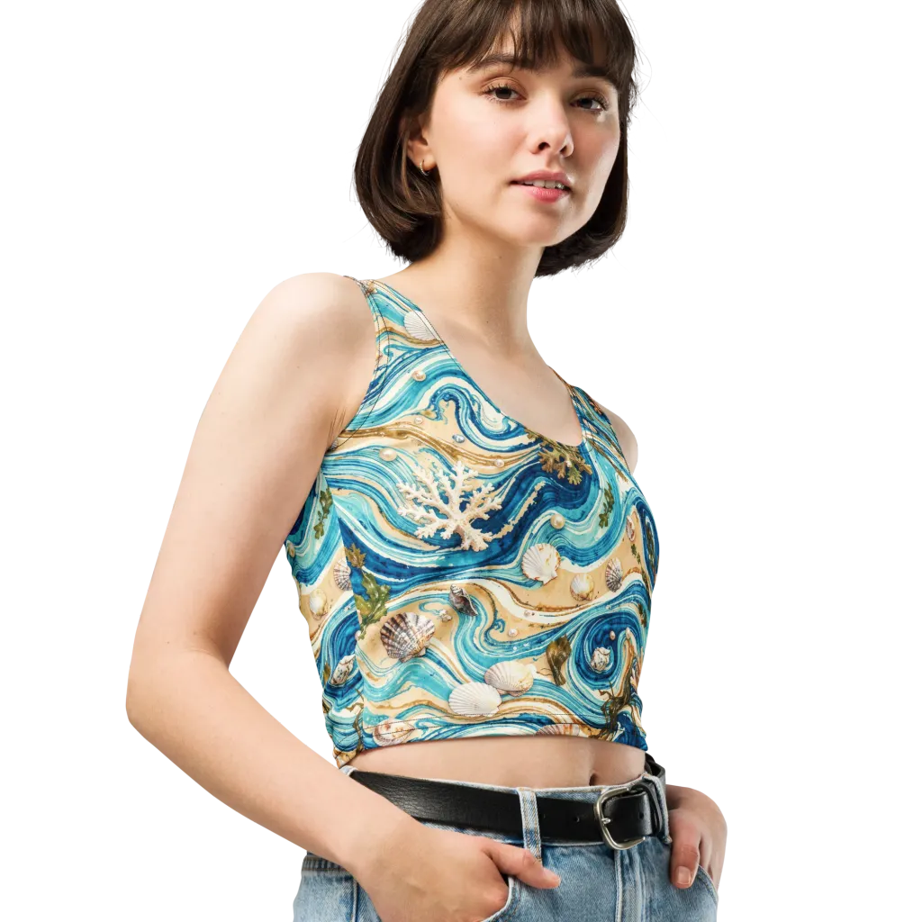 Azure Shoreline on Crop Top — Right Front