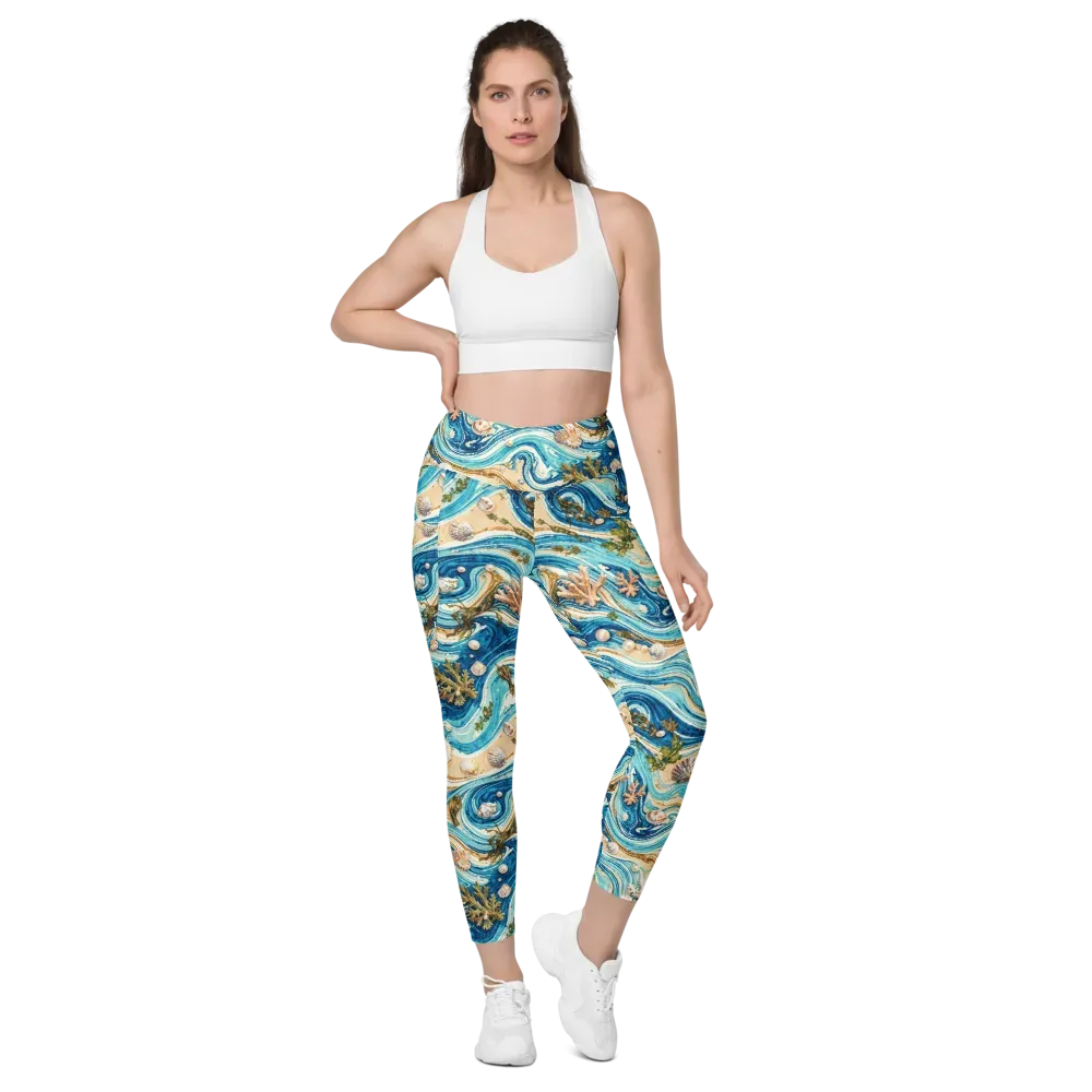 Azure Shoreline on Leggings with Pockets — Front