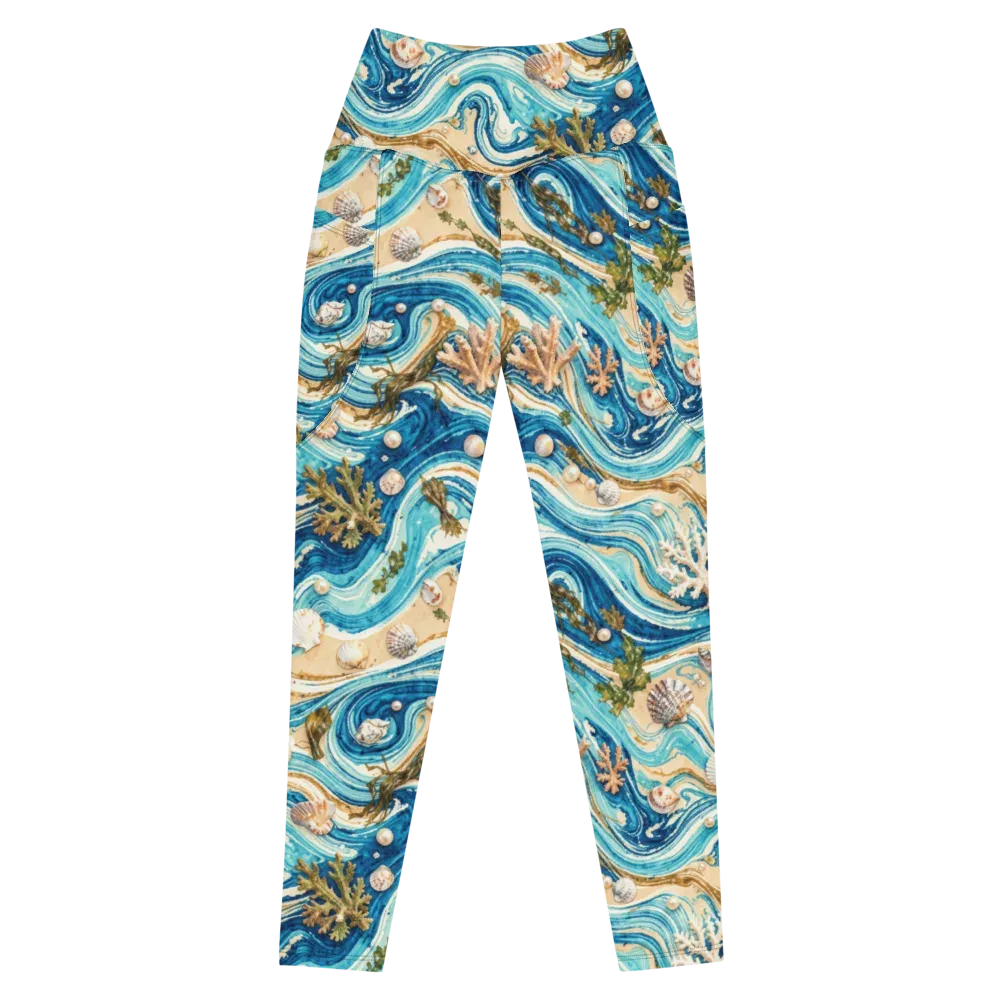 Azure Shoreline on Leggings with Pockets — Front