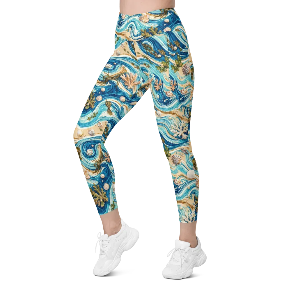 Azure Shoreline on Leggings with Pockets — Left Front