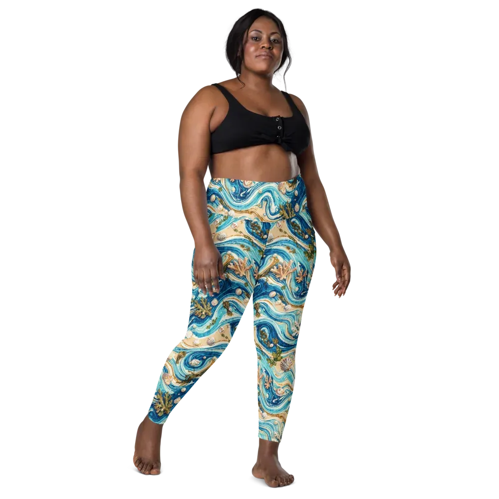 Azure Shoreline on Leggings with Pockets — Front