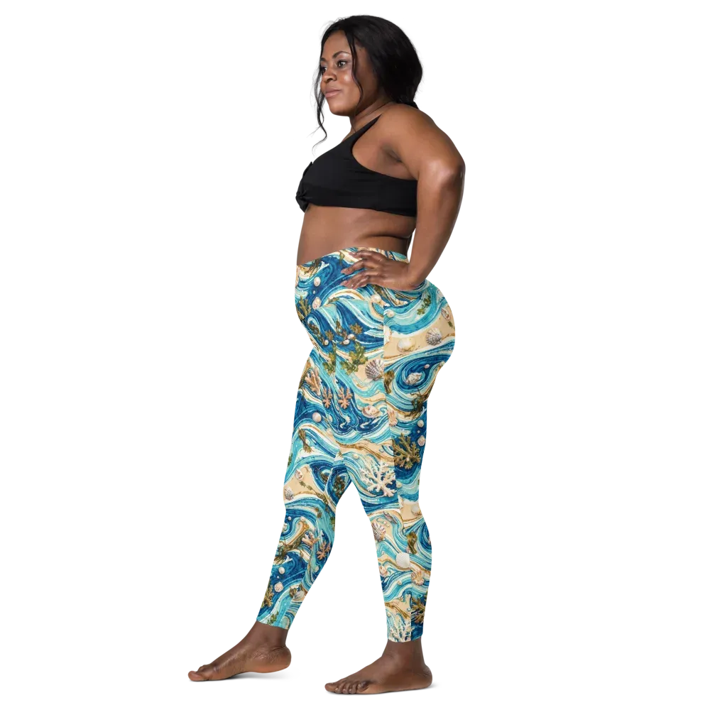 Azure Shoreline on Leggings with Pockets — Left