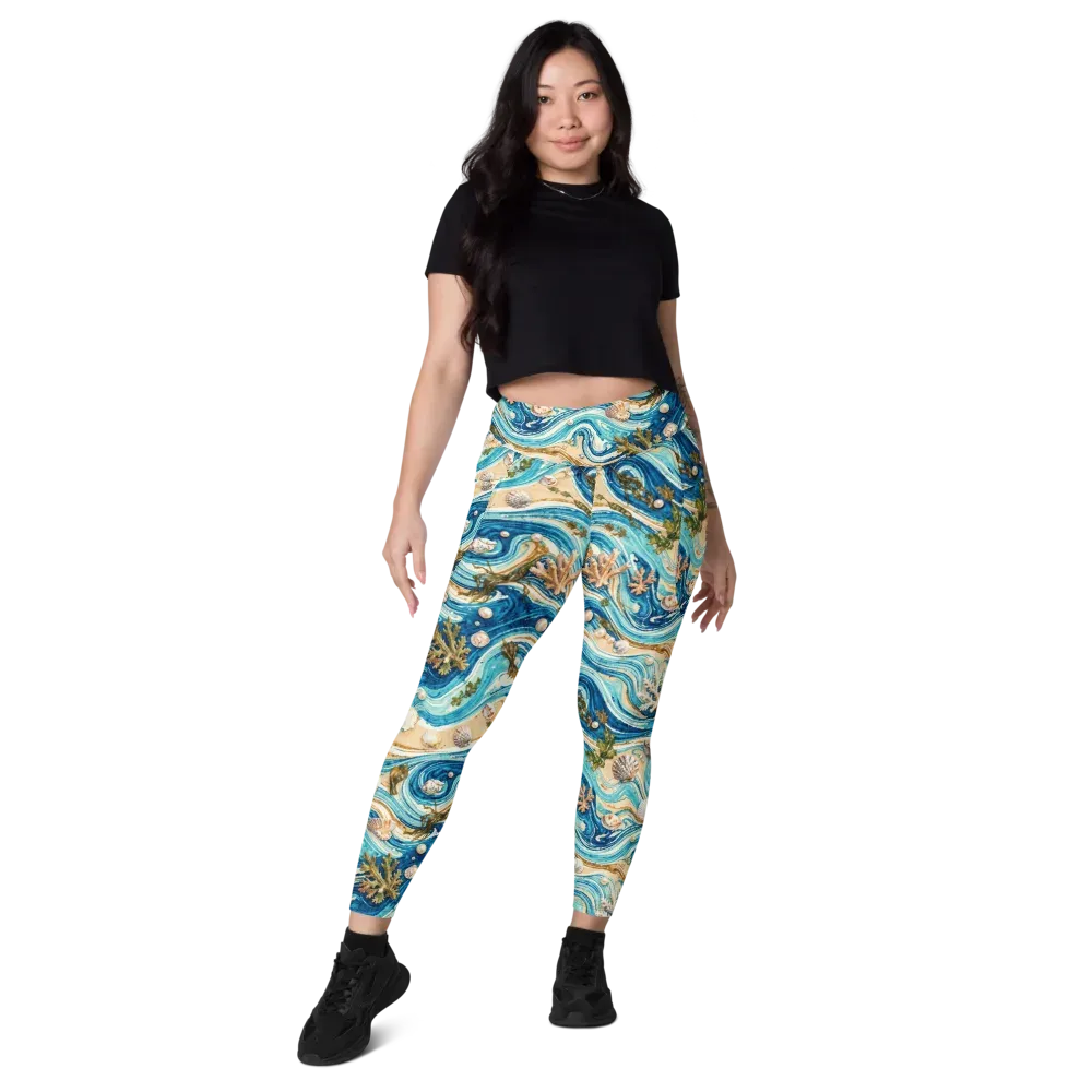 Azure Shoreline on Leggings with Pockets — Front