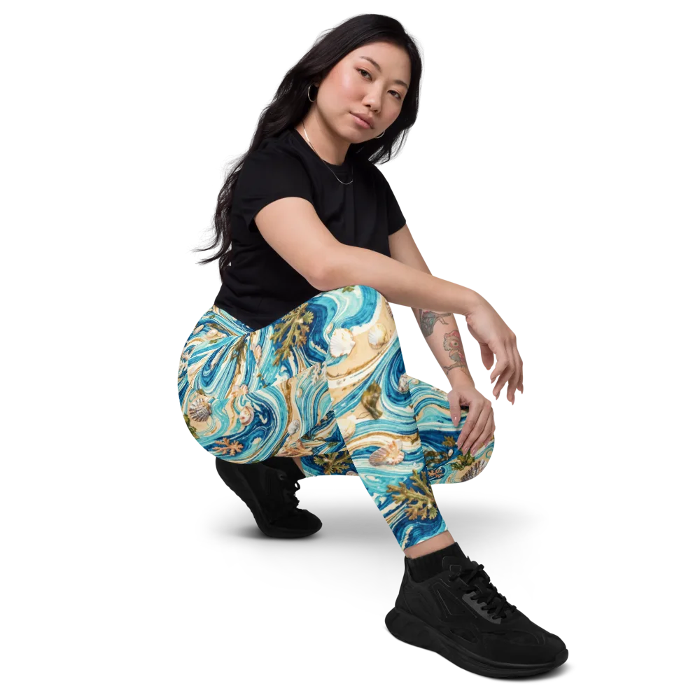 Azure Shoreline on Leggings with Pockets — Right Front