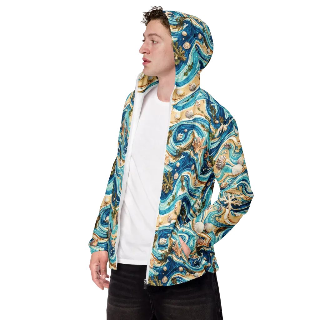 Azure Shoreline on Men's Windbreaker — Left Front