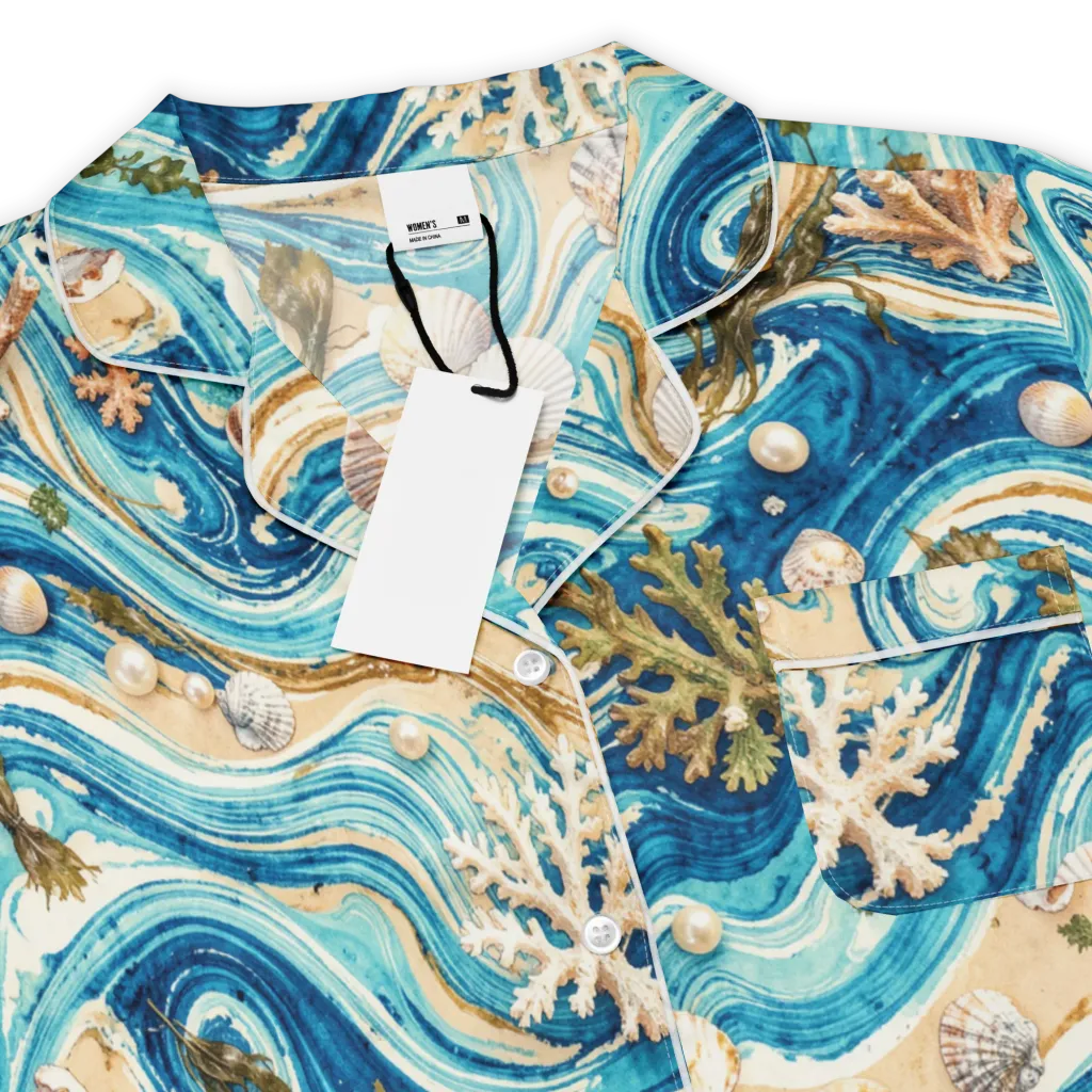 Azure Shoreline on Women's Short Sleeve Pajama Top — Product details