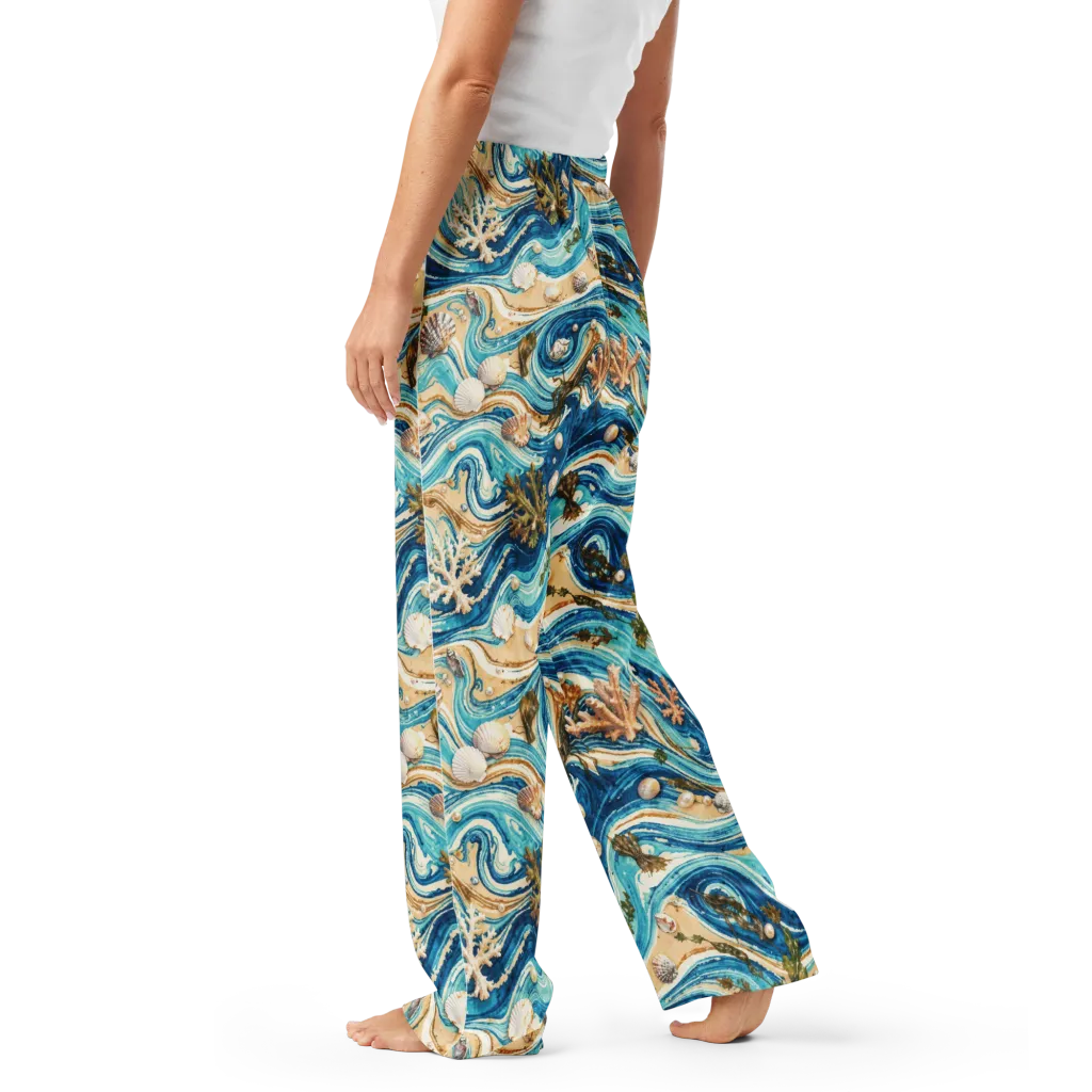 Azure Shoreline on Women's Pajama Pants — Left