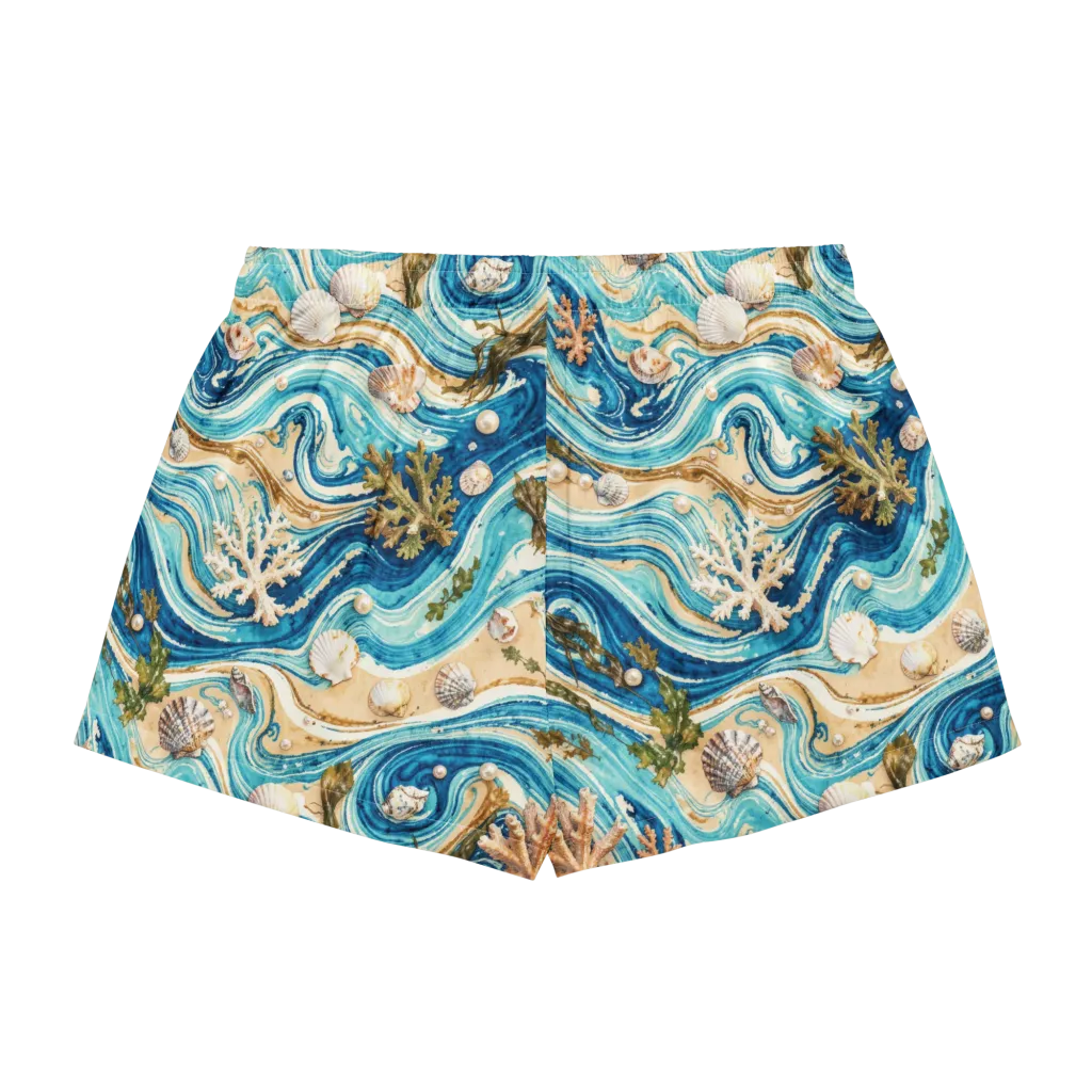 Azure Shoreline on Women's Pajama Shorts — Back