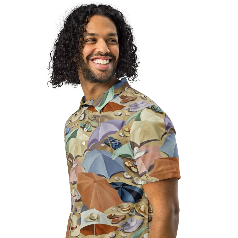 Sunshade Salon on Men's Slim Fit Polo Shirt — Left Front